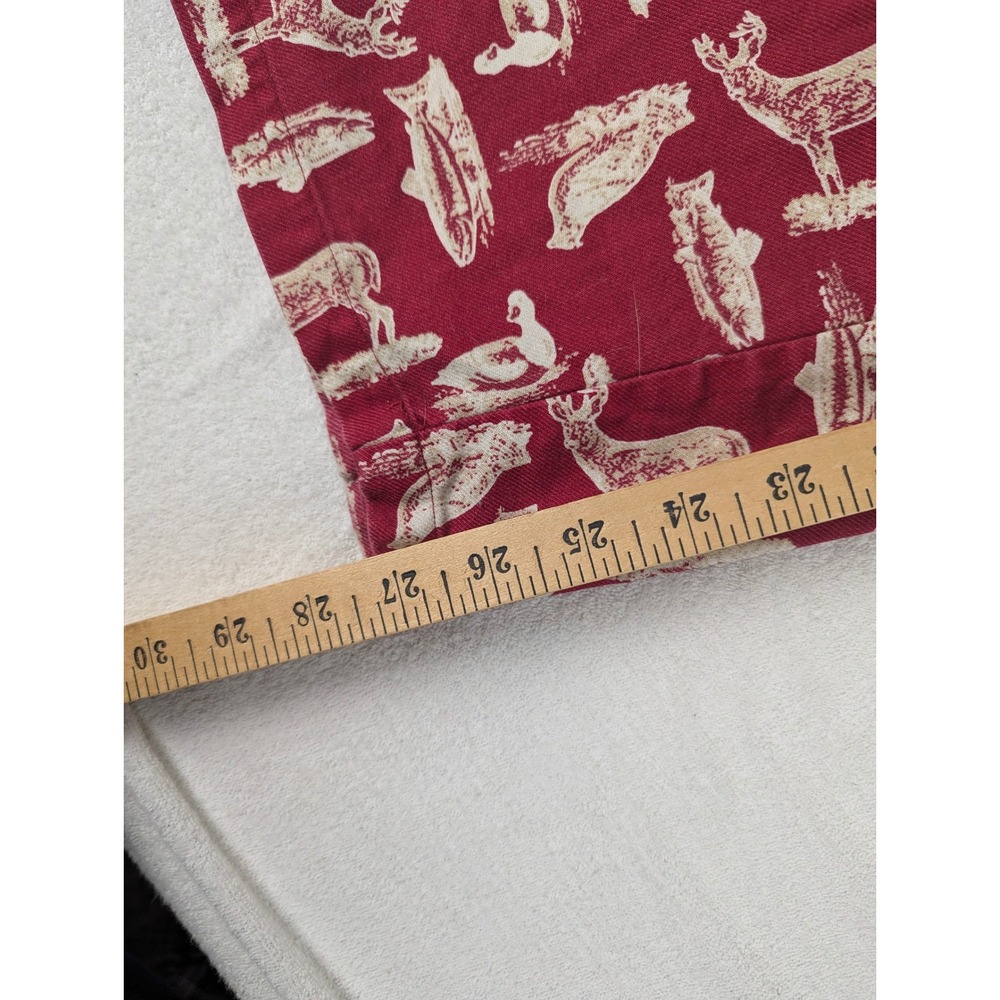 LL Bean Mens Pajama Pants Red Cotton Wildlife Print Deer Fish Lounge LG REG - Picture 10 of 12